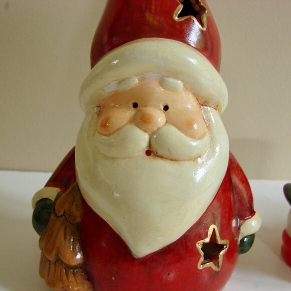 4 Christmas Candle Votive Tealight Holders Santa Snowmen Angel - Picture 1 of 11